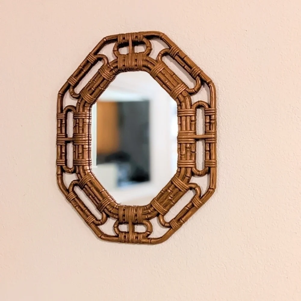 Homco Brown 1983 Boho Octagonal Mirror